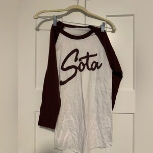 Women's Long Sleeve Tee - White and Brown